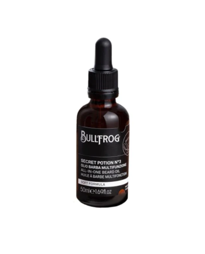 Secret Potion No.3 Multifunktions-Bartöl ist die unersetzliche Geheimformel von BULLFROG-Barbieren, die dank ihrer leichten Textur ideal für makellose Rasuren und zur Pflege von Bärten aller Art geeignet ist. Ein Multifunktionsöl, das sowohl als Pre-Shave