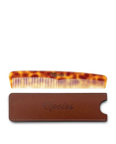 Mootes Haarkamm Cognac mit Kunstlederhülle