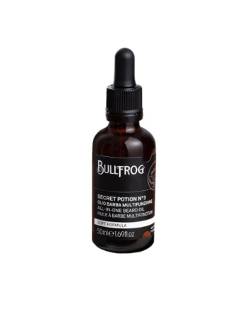 Secret Potion No.3 Multifunktions-Bartöl ist die unersetzliche Geheimformel von BULLFROG-Barbieren, die dank ihrer leichten Textur ideal für makellose Rasuren und zur Pflege von Bärten aller Art geeignet ist. Ein Multifunktionsöl, das sowohl als Pre-Shave