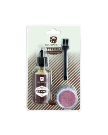 Mach deinen Bart fit für spezielle Anlässe! Der Beardaments Glitterbeard Set enthält eine Dose mit ultrafeinem Glitter und einer Flasche des Beard-A-Mazing Pre-Glitter-Bartöls.